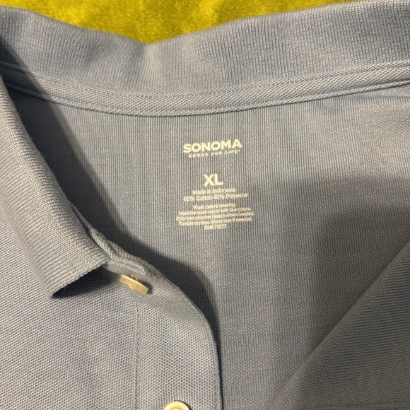 2 pm Sonoma Mens Polo XL Blue and Yellow Short Sleeve Cotton Life Style Casual - Picture 3 of 8